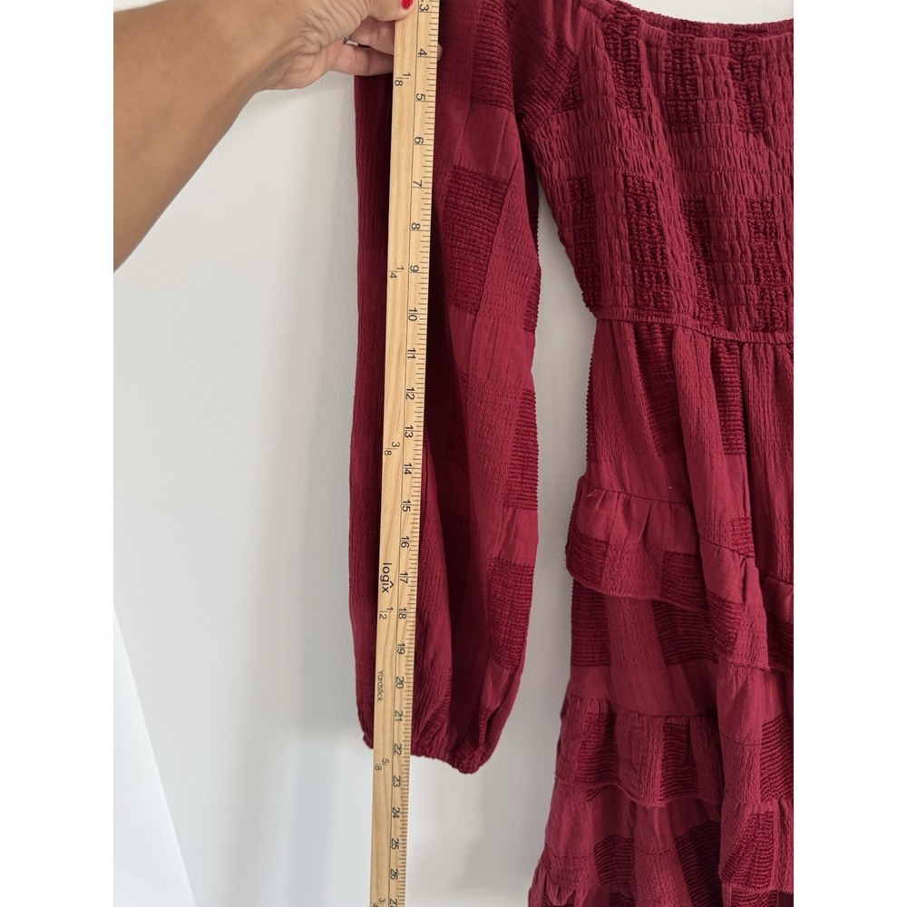 Altar'd State Dress Womens Burgundy Lined Long Sleeve S - Picture 8 of 10